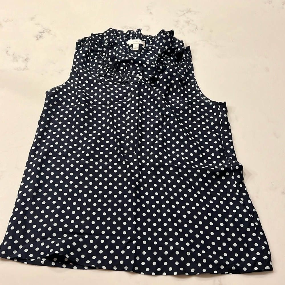 NWT J. Crew Ruffle Neck Silk Sleeveless Blouse